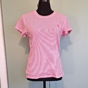Ralph Lauren Pink And White Striped 100% Cotton Short Sleeve Shirt Size Xl